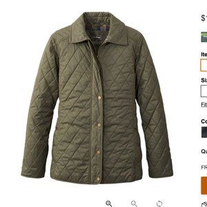 LL Bean Quilted Riding Jacket Green
